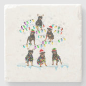 Rottweiler on Xmas Tree Reindeer Santa Dog Lover Steinuntersetzer (Vorderseite)