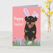 Rottweiler Osterhase Karte (Gelbe Blume)