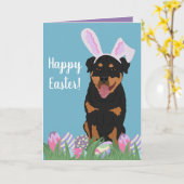 Rottweiler Osterhase Karte (Gelbe Blume)