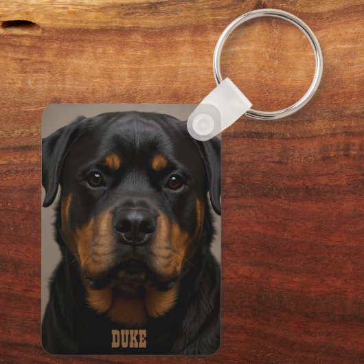 Rottweiler Personalized Photo Name Schlüsselanhänger (Rückseite)