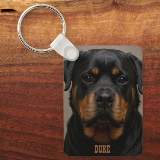 Rottweiler Personalized Photo Name Schlüsselanhänger (Vorderseite)