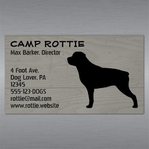 Rottweiler Pet Hund Silhouette   Rottie Rustikal Magnetische Visitenkarte