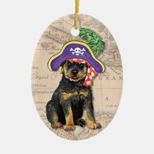Rottweiler Pirat Keramik Ornament (Vorne)