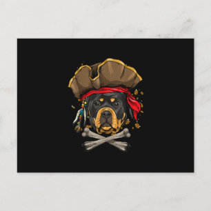 Rottweiler Pirate Hund Halloween Piratenflagge Ges Postkarte