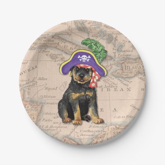 Rottweiler Pirate Pappteller (Vorderseite)