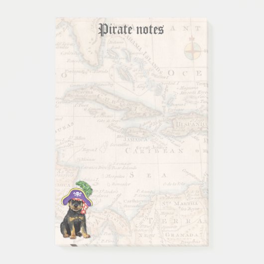 Rottweiler Pirate Post-it Klebezettel (Vorderseite)