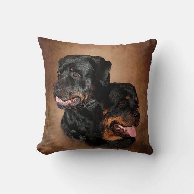 Rottweiler Polyester-Wurfs-Kissen Kissen (Vorderseite)