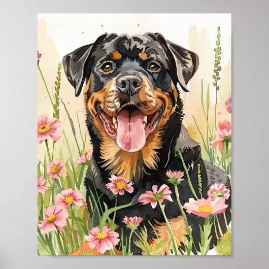 Rottweiler Poster Geschenk für Hunde an der Burg (Vorne)