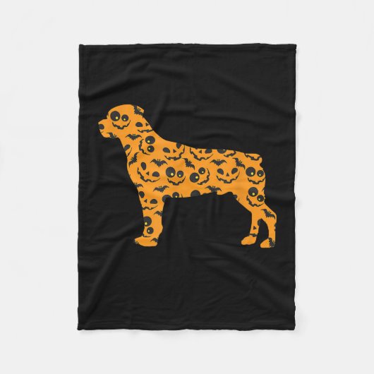 Rottweiler Pumpkin Bat Shape Funny Beängstigend Ha Fleecedecke (Vorderseite)