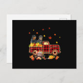Rottweiler Pumpkin Truck Fall Leaf Erntedank Ankündigungspostkarte (Vorne/Hinten)
