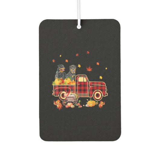 Rottweiler Pumpkin Truck Fall Leaf Erntedank Autolufterfrischer (Vorderseite)