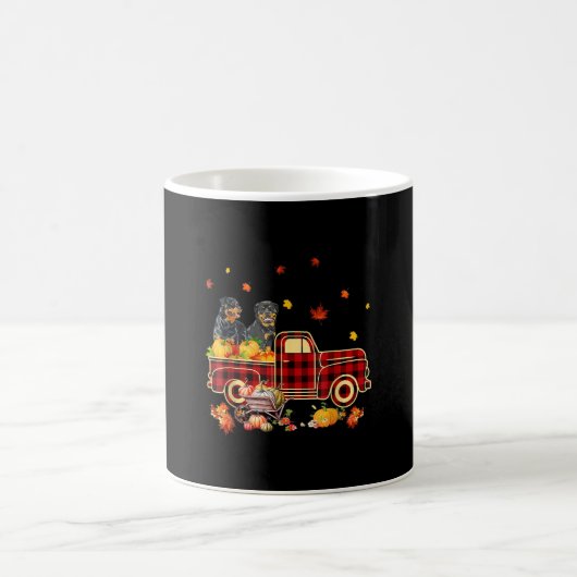 Rottweiler Pumpkin Truck Fall Leaf Erntedank Kaffeetasse (Mittel)