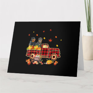 Rottweiler Pumpkin Truck Fall Leaf Erntedank Karte