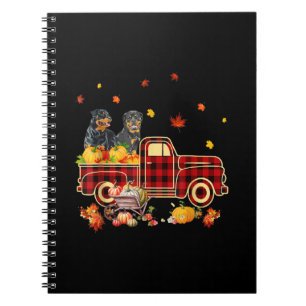 Rottweiler Pumpkin Truck Fall Leaf Erntedank Notizblock