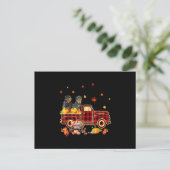 Rottweiler Pumpkin Truck Fall Leaf Erntedank Postkarte (Stehend Vorderseite)