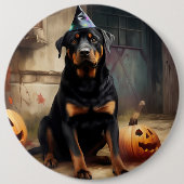Rottweiler Pumpkins Halloween Beängstigend Button (Vorderseite)