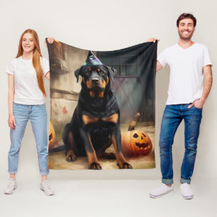 Rottweiler Pumpkins Halloween Beängstigend Fleecedecke