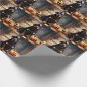 Rottweiler Pumpkins Halloween Beängstigend Geschenkpapier (Ecke)