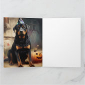 Rottweiler Pumpkins Halloween Beängstigend Karte (Innenseite)