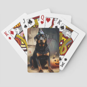Rottweiler Pumpkins Halloween Beängstigend Spielkarten