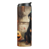 Rottweiler Pumpkins Halloween Beängstigend Thermosbecher (Nach links gedreht)