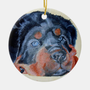 Rottweiler Puppy Artistic Pet Portrait Keramikornament