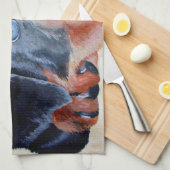 Rottweiler Puppy Artistic Pet Portrait Küchentuch (Viertel Falte)