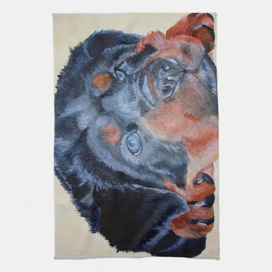 Rottweiler Puppy Artistic Pet Portrait Küchentuch (Vertikal)