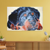 Rottweiler Puppy Artistic Pet Portrait Leinwanddruck (Insitu (Wohnzimmer))