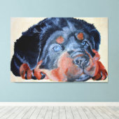 Rottweiler Puppy Artistic Pet Portrait Leinwanddruck (Insitu (Holzboden))