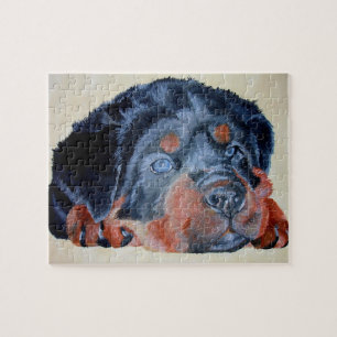 Rottweiler Puppy Artistic Pet Portrait Puzzle