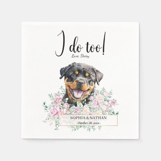 Rottweiler Puppy Dog Wedding Cocktail Napkins Serviette (Vorderseite)