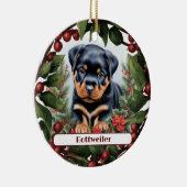 Rottweiler Puppy Holiday Joy Custom Christmas Keramik Ornament (Rechts)