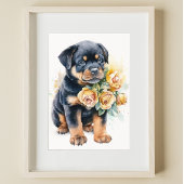 Rottweiler Puppy Pet Watercolor Blume Poster