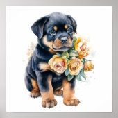 Rottweiler Puppy Pet Watercolor Blume Poster (Vorne)
