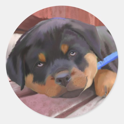 Rottweiler Puppy Runder Aufkleber (Vorderseite)