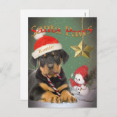 Rottweiler Puppy Santa Paws Karten (Vorne/Hinten)