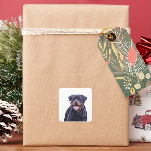 Rottweiler Quadratischer Aufkleber (Feiertag)