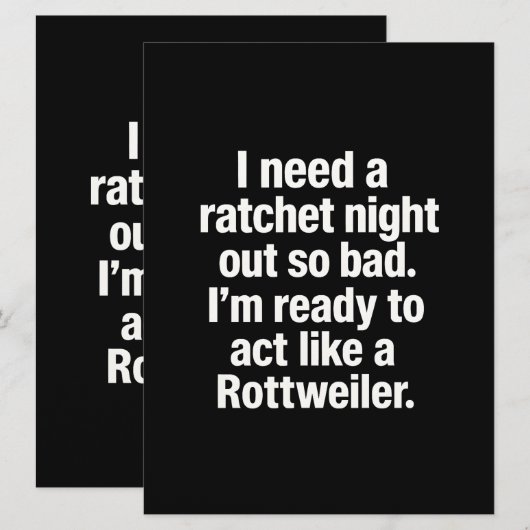 Rottweiler Ratchet Night Out Invitation Card Einladung (Vorne/Hinten)