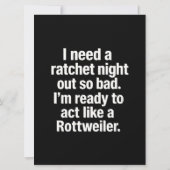 Rottweiler Ratchet Night Out Invitation Card Einladung (Rückseite)