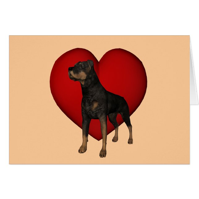 Rottweiler Red Heart Dog Card (Vorderseite (Horizontal))