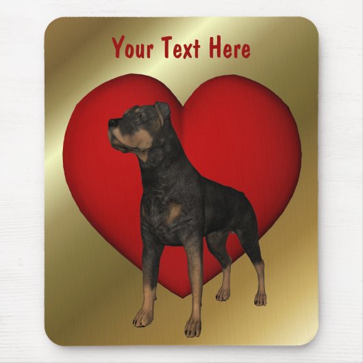 Rottweiler Red Heart Dog Mousepad (Vorne)