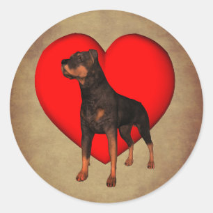 Rottweiler Red Heart Dog Runder Aufkleber