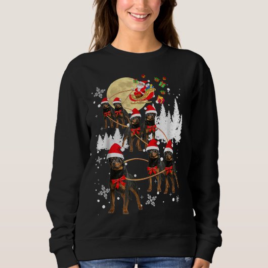 Rottweiler Reindeer Weihnachtsmond Santa Dog 39 Sweatshirt (Vorderseite)