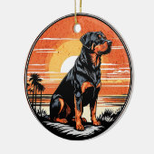 Rottweiler Retro Sunset Dog Lover Keramik Ornament (Links)