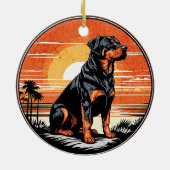 Rottweiler Retro Sunset Dog Lover Keramik Ornament (Hinten)