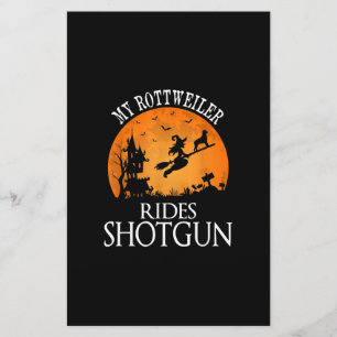 Rottweiler Rides Shotgun Dog Lover Halloween-Party Briefpapier