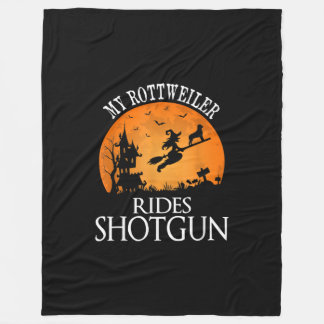 Rottweiler Rides Shotgun Dog Lover Halloween-Party Fleecedecke