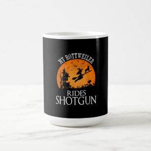 Rottweiler Rides Shotgun Dog Lover Halloween-Party Kaffeetasse