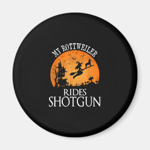 Rottweiler Rides Shotgun Dog Lover Halloween-Party Magnet